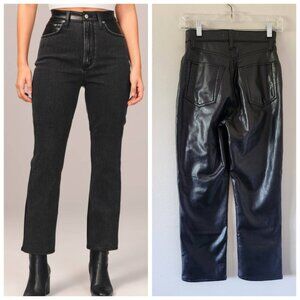 ABERCROMBIE & FITCH | Ultra High Rise Jeans Ankle Straight Black Leather Sz 25